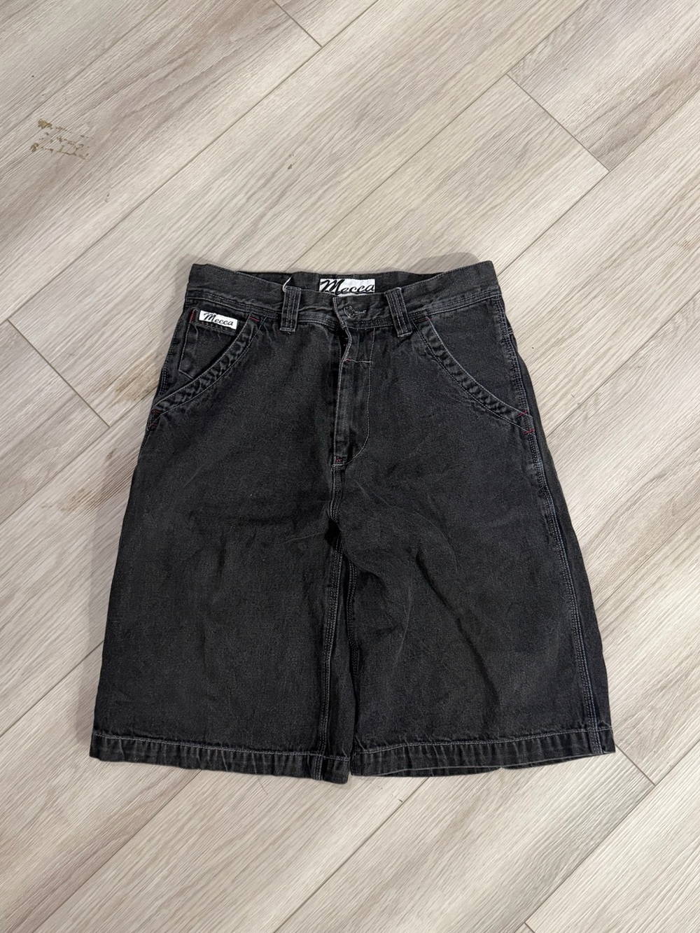 Vintage Mecca Black Baggy Washed Denim Shorts
